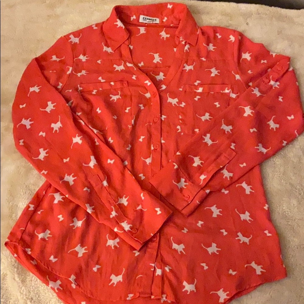 Express Cat Print blouse